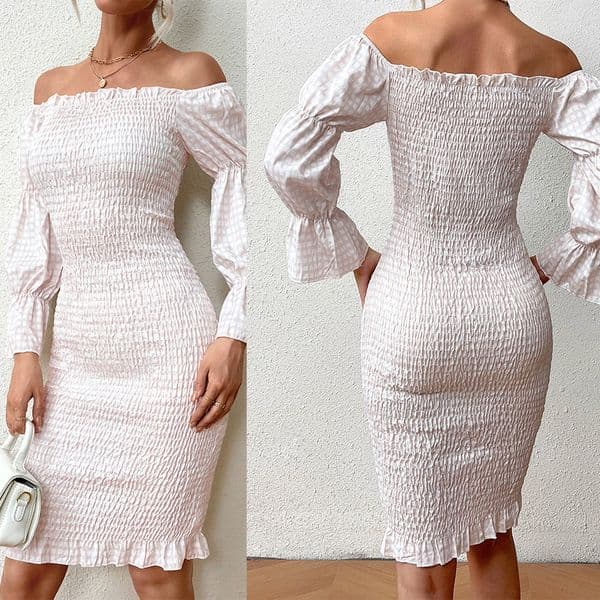 Summer new style elegant one shoulder solid color dress mid skirt for women