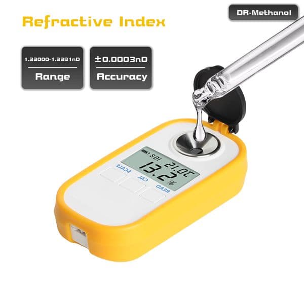 Design of digital refractometer for measuring the solubility of fruit juice, syrup, puree, coffee drinks, cocoa drinks, soft drinks, etc DR-Methanol