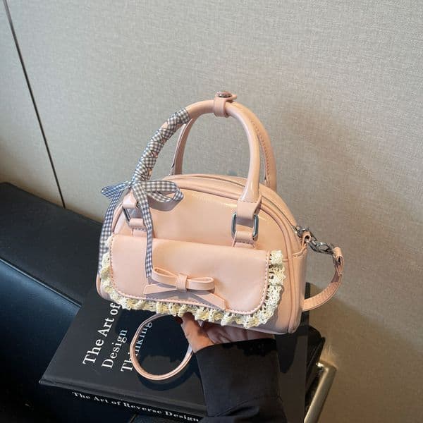 Korean Fashion Sweet Handbag for Women 2025 New Niche Design Ballet Style Small Square Simple Crossbody Bag