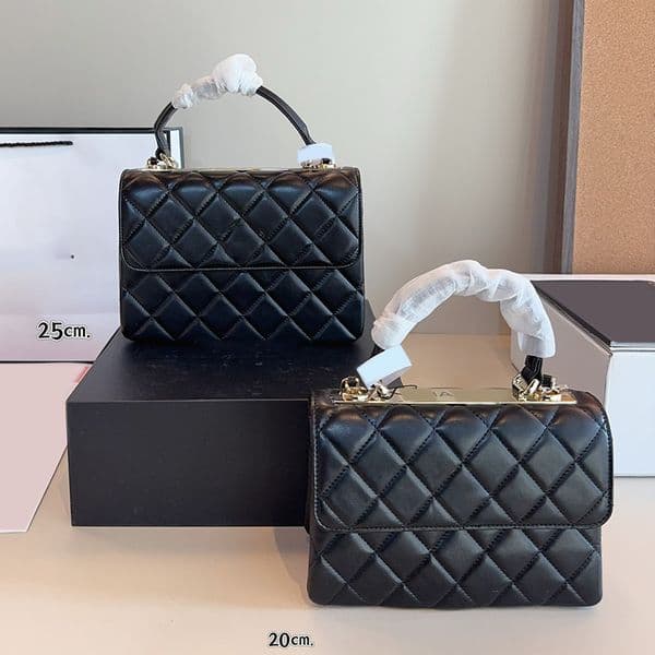 Women Lambskin Mini Medium Trendy Portable Shoulder Bag Top Leather Handle Tote Gold Matelasse Chain Crossbody Multi Pochette Luxury Purse 20x8x14cm 25x8x18cm