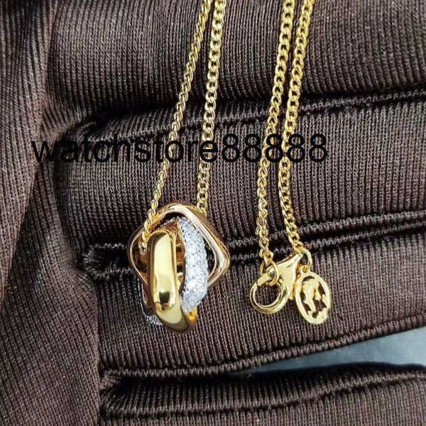 Brand designer Necklace Diamond Three color Three ring Necklace for Men and Women Couple Series Clavicle Chain Fashionable and Versatile Full Diamond Inlaid