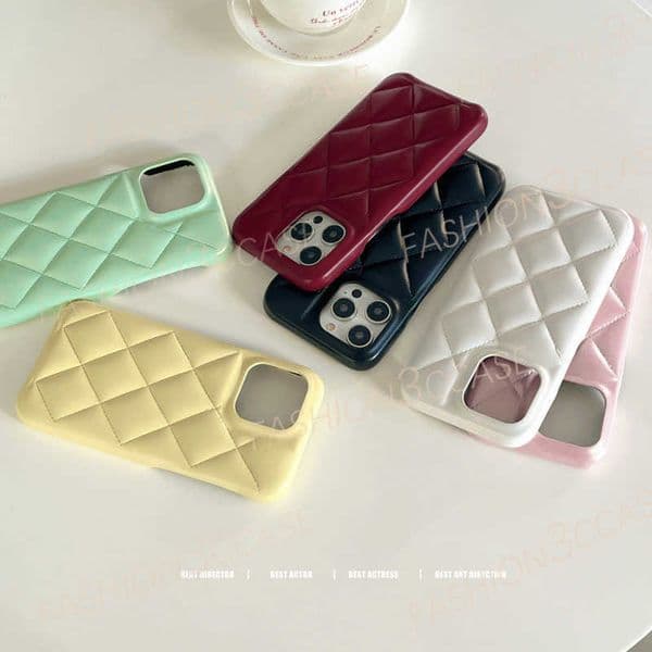 Designer phone case for iPhone 16 15 13 12 11 Pro Max 14 Plus New Case Laser Quilted Leather Three-Pack Shockproof Women Cover