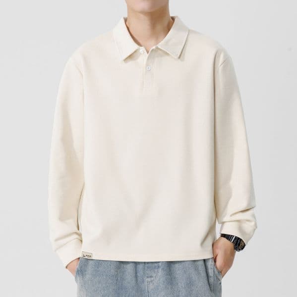186 Men Long-sleeved Autumn and Winter Heavy Loose Solid Color Lapel Youth Casual