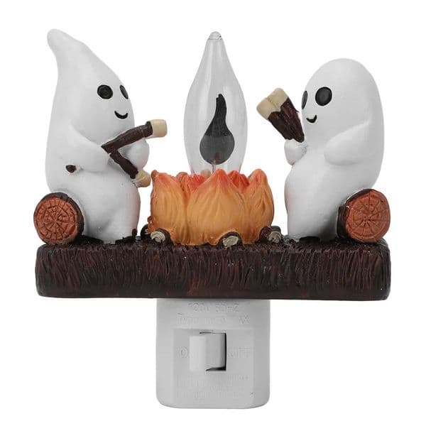 Ghost Flickering Night Light Resin Indoor Figurine Lamp Decoration Ghost Nightlight Flashing Flaming Energy Saving For Halloween W250528