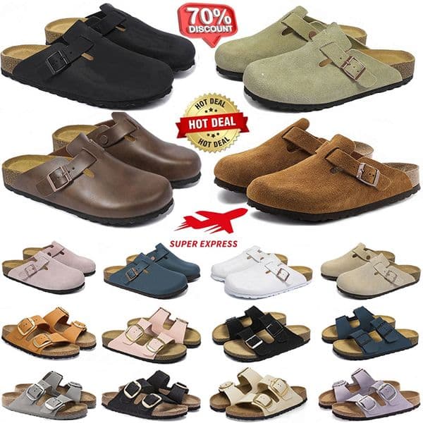 designer slippers men women clogs suede leather mens stylish slides outdoor comfortable sandals black brown tan grey pink olive shoes Eur 35-46