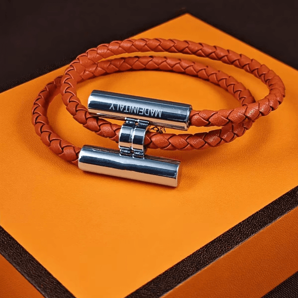 Chic Orange Leather Rope Wristband Women Bracelet H Designer Jewelry Fashion Youth hand chain Charm Mens Womens Bracelets