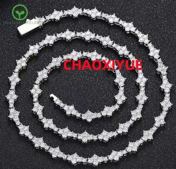 New Fashion Flower Tennis Chain 925 Sterling Silver Chain Hip Hop Man Necklace VVS Moissanite Tennis Chain Necklace for Woman