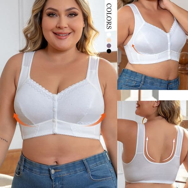 women's lingerie Large cupped bras C-F Cup Plus Size No Underwire Vest Style Fashion Lace Front Closure Bra