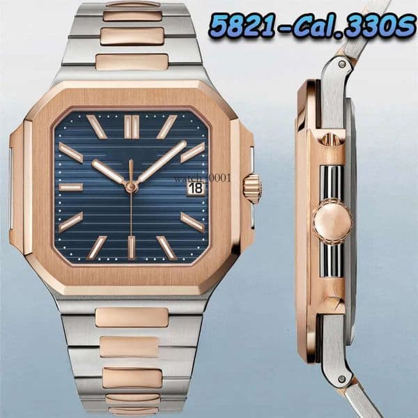 Designer Mens Watch Super Quality Rose Gold Quadrate Cal.330 Automatic Mechanical luxe Watches Men 904L Stain Sapphire Waterproof Perpetual calendar With Box