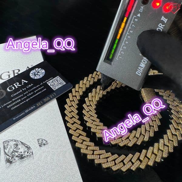 14mm Cuban Link Chain 925 Silver Hiphop Jewelry Necklaces Moissanite Cuban Chain