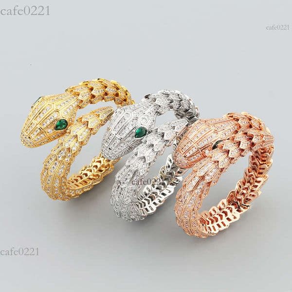 Bracelet Designer Bracelet Exaggerated Bold Style Snake Spring Bracelet Full Diamond chain Gold-plated Three-ring Coiling Dragon Bracelet For Women Men