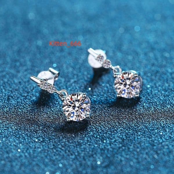 S925 Sterling Silver Moissanite 1 Carat Fashion Temperament Earrings