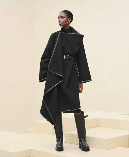 Desiger womens long coat rivet coat cashmere cape jacket outerwear work jacket designer brand style high quality designer real leather jacket coats women