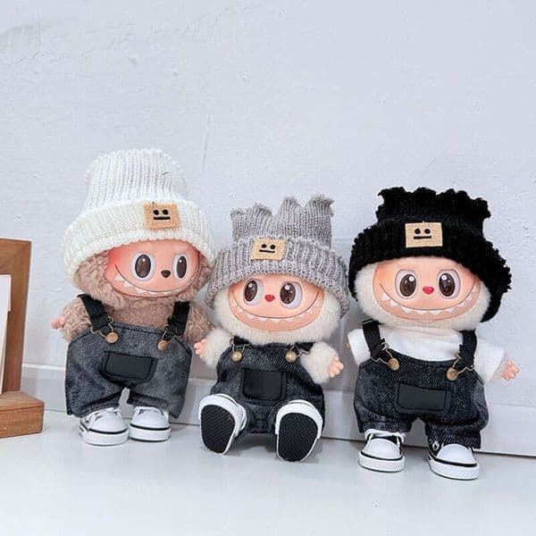 POP MART Only First Second Third Generation Pendant Labubu Baby Clothes Overalls Set Trendy Cool