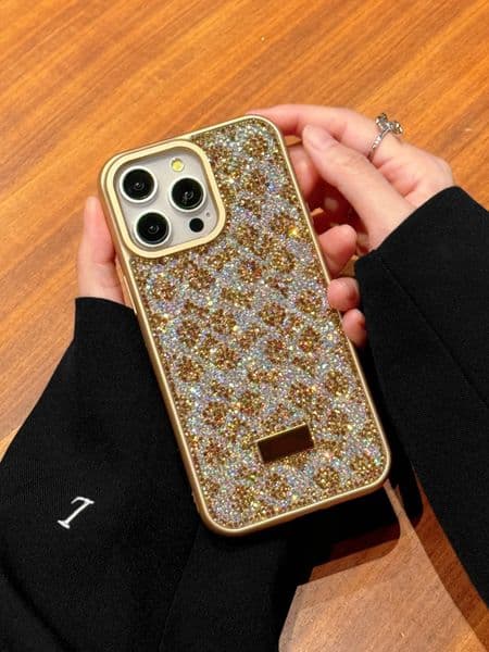 Luxury Designer Phone Case Premium Diamond Glitter Shockproof for iPhone 16/15/14/13 - Acrylic+TPU Stylish Back Protection Cover AA