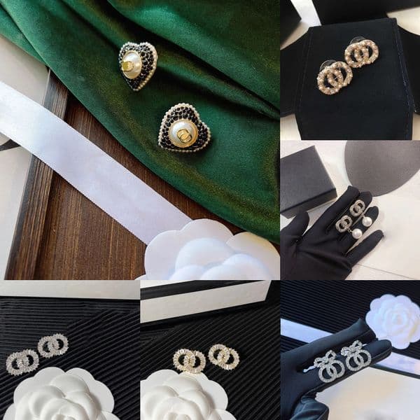 Mixed Simple Gold Plated Stainle teel Deigner Letter Stud Geometric Famou Women Round Crytal Rhinetone Pearl Earring Luxury Wedding Party Jewerlry