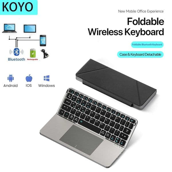 Hebrew/Spanish/Russian/Portuguese Foldable 50 okong Magnetic Keyboard with Toucad For Phones Tablets Laptop H251202