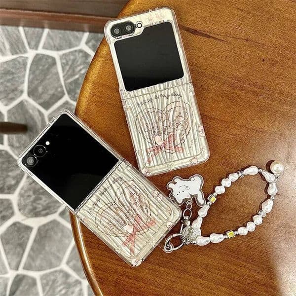 Water Wave Heart Cat Rabbit Samsung Galaxy Z Flip 7 6 5 4 Protective Back Cover for ZFlip5 ZFlip6 ZFlip7 Case Shell