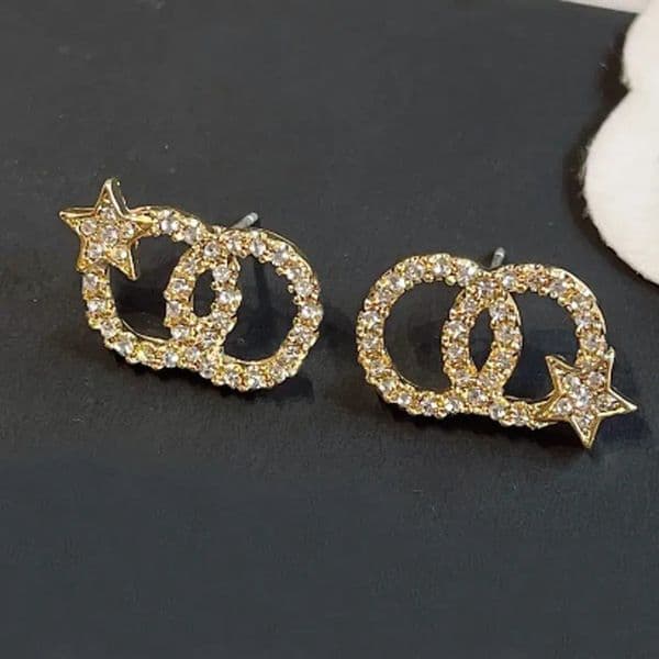 Fashion Designer 18K Gold Plated Stud Earrings Women Letter Earring Inlaid Crystal Stainless Steel Wedding Jewelry Gifts Accessory