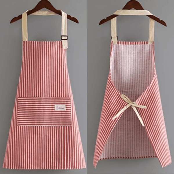 Adjustable Cotton Chef Apron - Breathable & Washable Kitchen Bib with Striped Pattern | Professional Multi-Color Unisex Design