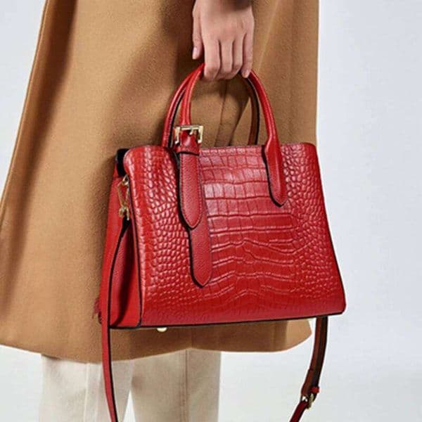 Burminsa Crocodile Pattern Genuine Leather Handbags For Women 2025 Trend Designer Top Handle Work Ladies Shoulder Crossbody Bagsluxury bag tote bag shoulder bag