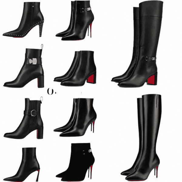 designer Heels Boots Women Dress Shoes Leather Suede Red Shiny Bottomboots Stiletto Leather Woman Boots with Dust Bag Size 35-43 E6RN#