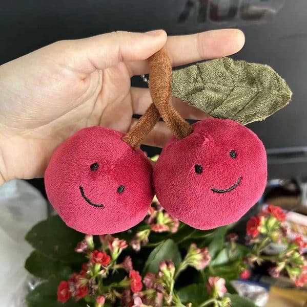 Fun And Cute Cherry Plush Keychain Couple Doll Backpack Pendant Mock Fruit Doll Decoration Gift 8cm Y251203