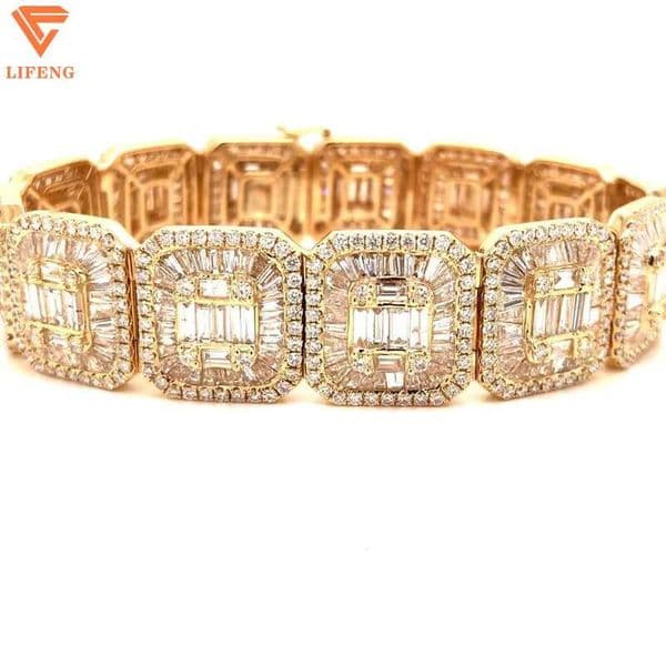 Mens Tennis Bracelet Fashion Hip-Hop Rock Sugar Style 925 Sterling Silver With Moissanite Diamond Tester Iced Main Stone Pearl