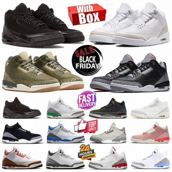 With Box 3 3s Basketball Shoes Pure Money Cobalt Bliss Rare Black Cat White Cement Cardinal Red Fire Red Hugo Men Women trainers Outdoor Sports Sneake i6gZ#