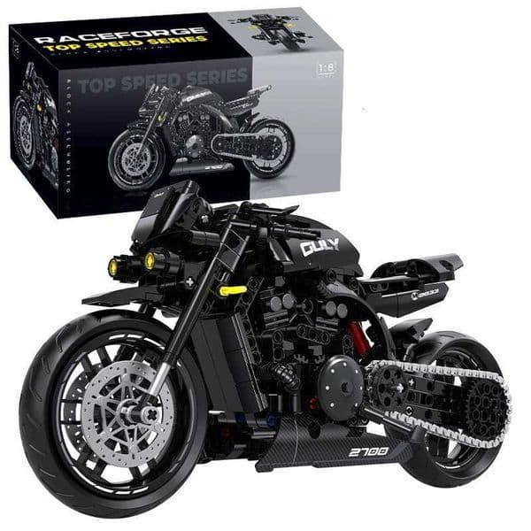 New 500pcs Super Racing Dark Motorcycle Technical DIY Blocks Motorbike Model MOC Bricks Sets Gifts for Boys Adult Kids Toys 18 Y251204