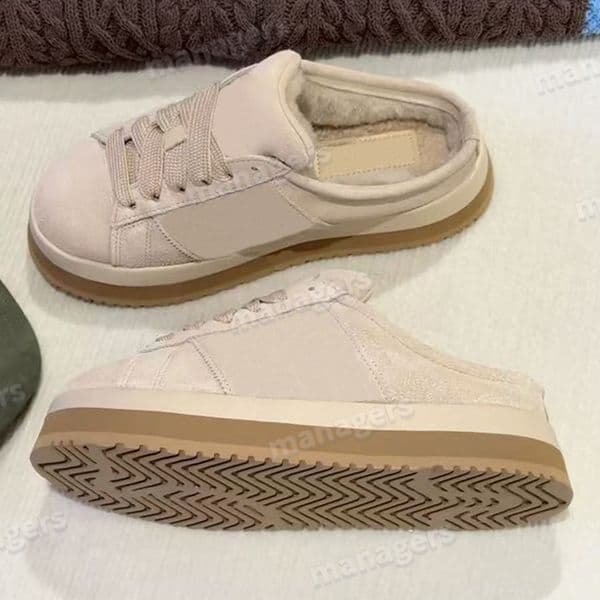 Designer Shoes 00s Suede Winter Low Platform Fur Slippers For Men Women Magic Beige Earth Strata Black Carbon Outdoor Slides Home Daily Outfit Shoe Size 36-45