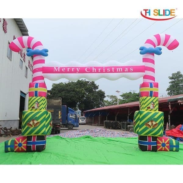 Outdoor activities inflatable christmas tree arch christmas archway with balls for decoration