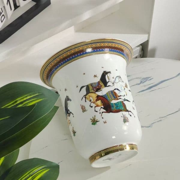 European Light Luxury Classic Floral Horse Series Ceramic Tabletop Vase Dried Flower Arranger B5