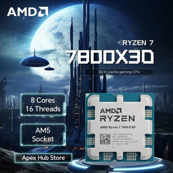 AMD Ryzen 7 7800X3D AM5 Socket 8 Cores 16 Threads Up to 5GHz 65W TDP Support PCIe 50 4K high refresh rate gaming CPU No Fan