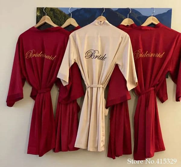 2026 Bride Bridesmaid Wedding Robe Embroidery Kimono Bathrobe Gown Nightgown Casual Satin Short Women Sexy Nightwear Sleepwear 251202
