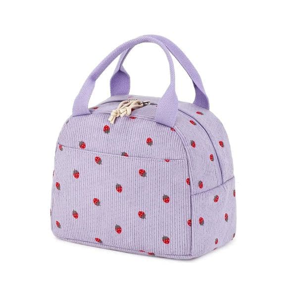 Corduroy Lunch Bag Thermal Insulation Lunch Box Storage Handbag Multifunctional School Cooler Bag Picnic Food Pouch 251202