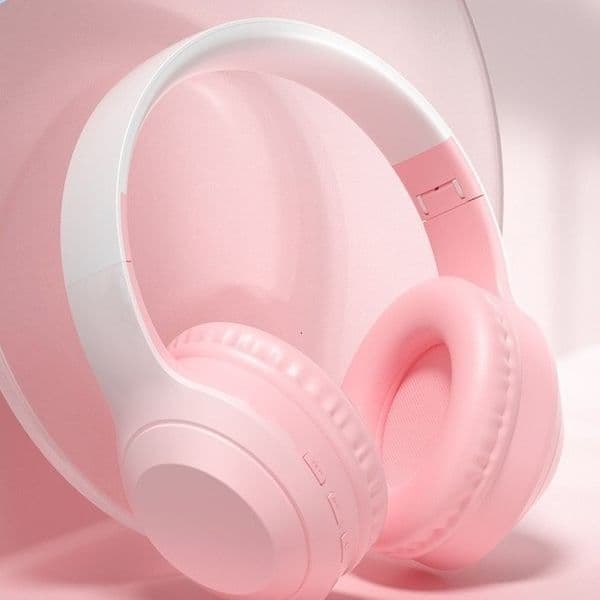 Luminous Head-mounted Bluetooth Headphone Headset Wireless Competition Gaming Headset Girls Gradient Color Card Insertion Folding free shipping