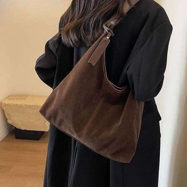Women Suede Shoulder With Zipper Hobo Large Capacity Handbag Slouchy Commuter Travel Bag luxury bag tote bag shoulder bag