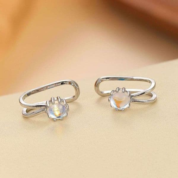 Korean Style Unique Design Artistic Simple Fashion Elegant Exquisite Petite Women Non-Pierced Moonstone U-Shaped Ear Cuff