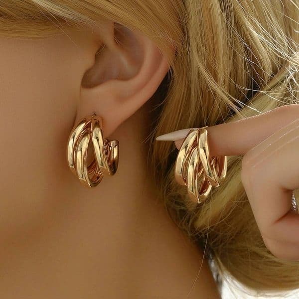 Stainless Steel Smooth Metal Chunky Hoop for Women Fashion Round Circle Hoops Statement Earrings Trendy Jewelry ddmythur