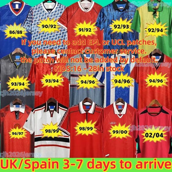 Retro kids 82 84 86 88 90 92 94 96 98 00 02 04 Soccer Jerseys 2006 07 100th Vintage football shirt Classic CANTONA KEANE ROONEY COLE CARRICK GIGGS V NISTELROOY men kids kit