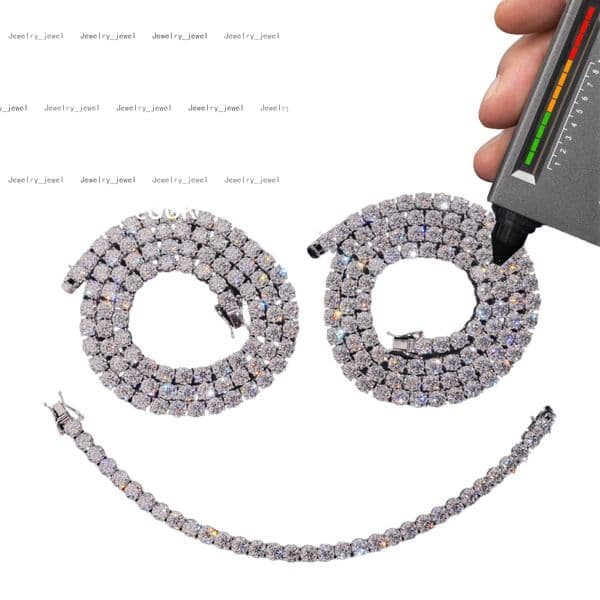 USA Warehouse Fast Shipping 925 Silver 5mm Moissanite Tennis Necklace Certificated Iced Moissanite Chain for Men