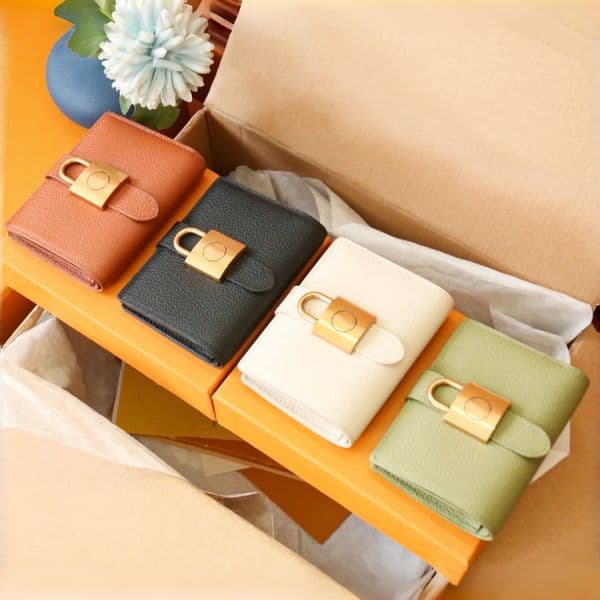 10A Designer wallet change bag Luxury cardholder Low Key Wallets small Purse woman man fashion Coin Purses black calfskin Leather brand lock Card Holders key pouch