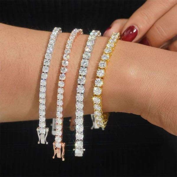 Personality Moissanite tennis chain S925 simple and luxurious, high-end atmosphere hip hop style jewelrySingle row silver inlay