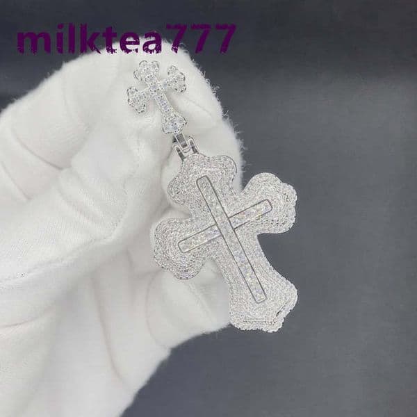 Professional Custom Hiphop Cross Moissanite Pendant 925 Sterling Silver Gold Plated Mens Jewelry Chain Cross High Search