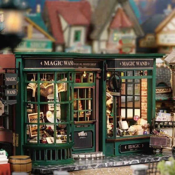 CUTEBEE DIY Wooden Dollhouse Miniature Doll House Kit with Furniture Roombox Home Model Toy for Children Gift Retro Magic Shop Y251206