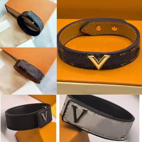 Black Leather Cuff Bracelet With Metallic Letter Accent Sleek Daily & Chic Jewelry Gift For Her High-Quality And Fashionable Accessory