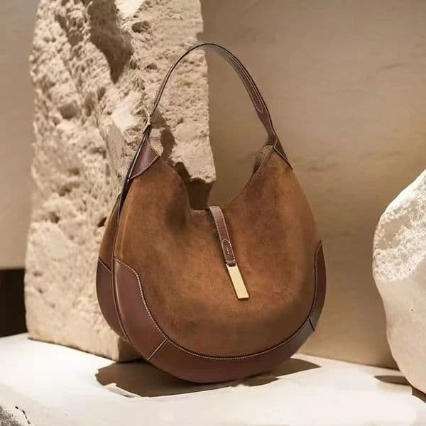 Winter Faux Suede Shoulder Bag Solid Color Retro Crossbody Purse High Quality Commute Bag for Women Versatile Light Tote 251202