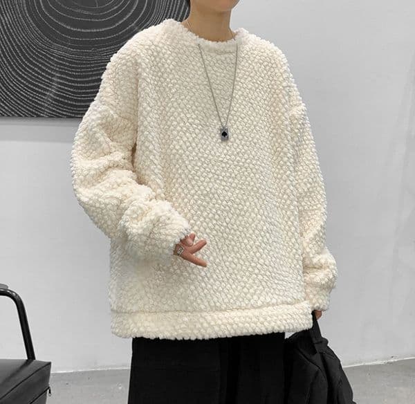 A231 Round Neck Sweatshirt for Men Spring and Autumn Style Loose Solid Color