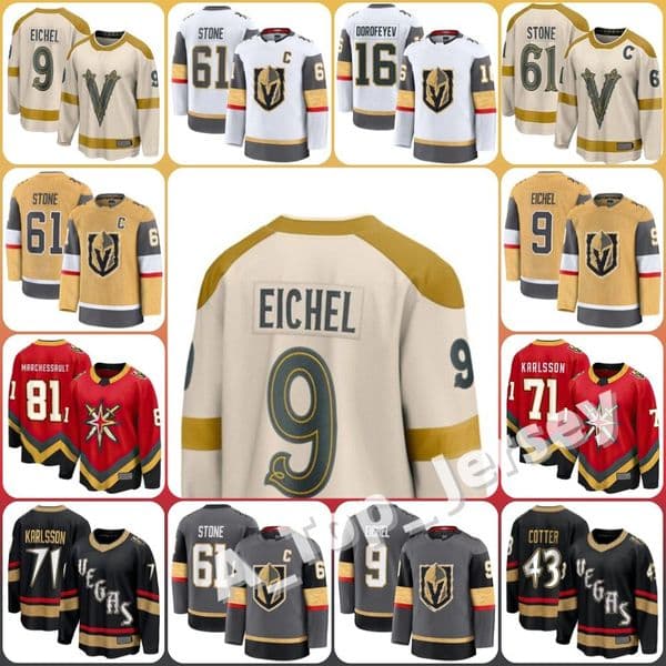 Custom Hockey Jerseys Eichel Karlsson Stone Hanifin Barbashev Theodore Lehner Hill Pietrangelo Dorofeyev McNabb Kolesar Howden Samsonov Men Women Youth Jersey